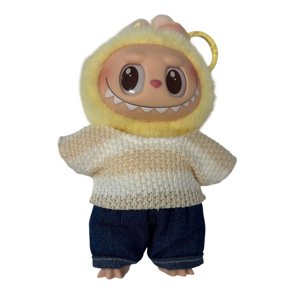 Pop Mart | Labubu The Monsters Plush Yellow Bunny Knit Sweater Denim Pants